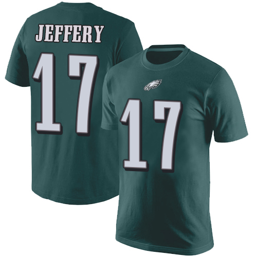 Men Philadelphia Eagles #17 Alshon Jeffery Green Rush Pride Name and Number NFL T Shirt->nfl t-shirts->Sports Accessory